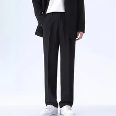 HEARUJOY - Summer New Men's Solid Color Thin Straight Trousers Fashion Trend Casual Simple Loose All-match Breathable Men's Bottoms