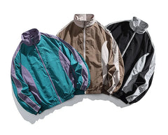 HEARUJOY - Japanese Retro Youth Streetwear Jacket - Men's Color-Blocked Stand Collar Waterproof Windbreaker Urban Outdoor Functional Jacket