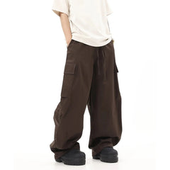 Hearujoy Spring And Autumn New American Retro Legged Loose Overalls Hip Hop Versatile Solid Color Wide Leg Floor-Mopping Casual Pant