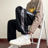 HEARUJOY - Side Stripe Joggers Men Trousers Autumn High Street Vibe Korean Wide-leg Trousers Casual Niche Straight-leg Loose Sports Pants