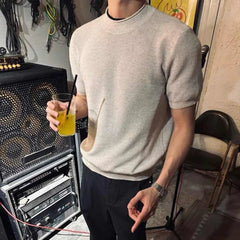 HEARUJOY - Summer New Men's Knitted Short-sleeved T-shirt American Fashion Trend Casual Simple Loose Breathable Unisex Men's Tops