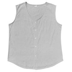 HEARUJOY - Summer Thin Button Casual Solid Color Linen Youth Vest Button Men's Sleeveless Tops