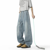 HEARUJOY - Jeans For Men New Y2K Vintage Denim Pants Hip Hop Fashion Wide-leg Baggy Jean Streetwear Trousers Straight Pantalones