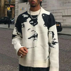 Hearujoy Large Size Knitted Sweater High Street Design Niche American Retro Sweater Men'S Tops Lazy High-End Versatile Knitted Sweater