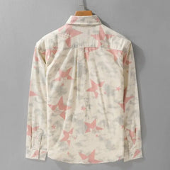 HEARUJOY - Spring Japanese Letters Gradient Print Men's Loose Casual Long-sleeved Shirt