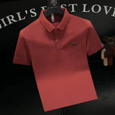 HEARUJOY - New Summer Men's Collar Fashion European Style Silk Embroidery Trendy Body-fitting Short Sleeve Polo Shirt Half Sleeve T-shirt