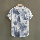 HEARUJOY - Men's Summer Short Sleeve Tie Dye Shirt Thin Beach Shirt Beach Men Clothing Turtle Neck Polo Shirt for Men Casual Top Tees