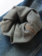 HEARUJOY - Autumn Winter American-style Blue Jeans for Men Straight Leg Thick Warm Wide-Leg Loose Fit Trendy Casual Washed Denim Pants