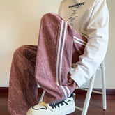 HEARUJOY - Corduroy Men's Spring and Summer American High Street Trendy Brand Straight Sports Striped Trousers