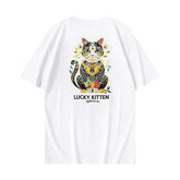 HEARUJOY - Harajuku T Shirt Men Cat Embroidery T Shirt Women Oversized Japanese Casual Short Sleeve Cotton Tees High Quality Summer Tops