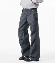 HEARUJOY - New Washed Mens Jeans American Simple Trendy Straight Leg Cowboy Pants Fold Multiple Pockets Y2k Male Denim Trousers