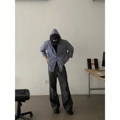 HEARUJOY - American Retro Loose Straight Overalls Men's Spring Autumn Multi-pocket Casual Trousers Casual Pants