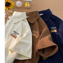 HEARUJOY - American Fashion Retro Polo Shirt Men's Short-sleeved Korean Version 2025 New Summer High Street Trend Shirt Lapel T-shirt Chic