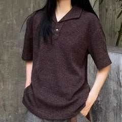 HEARUJOY - Summer New Men's Solid Color Short-Sleeved Polo Shirt American Retro Fashion Trend Street Loose Breathable Niche Men's Tops