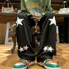 HEARUJOY - Retro High Street Star Trend Vbie Autumn Winter Collection Designer Straight Loose Fit Versatile Casual Long Pants