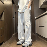 HEARUJOY - Ice Silk Solid Color Baggy Trousers Man High Quality Harajuku Designer Y2k Vintage Street New in Casual Wide Cargo Pants for Men