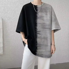 HEARUJOY - Summer Gradient Color Casual Loose American Style Trend Creative Splicing Handsome Chaopai Heavyweight Men's Clothing Tees