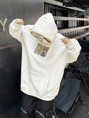 Hearujoy American Retro Ethnic Woven Hooded Sweatshirt Men's Autumn High Street Loose Casual Youth Pullover Jacket Embroidery Streetwear