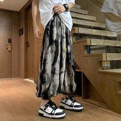 HEARUJOY - Summer Cool Loose Ice Silk Tie Dye Casual Wide-leg Pants Man Classic Low Price Stylish Korean Style Big Size Trousers for Men