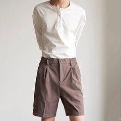 HEARUJOY - Summer New Men's Thin Solid Color Shorts Korean Style Fashion Trend Leisure Simple Loose Breathable Business Daily Men's Bottoms