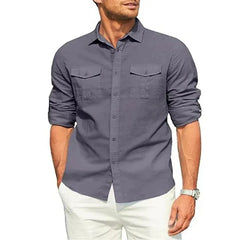 Hearujoy 2024 New Men's Casual Blouse Cotton Shirt Loose Tops Long Sleeve Tee Shirt Spring Autumn Casual Handsome Men's Shirts