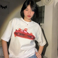 Hearujoy Pink Letter Airplane Graphic T Shirts Gothic Y2k Tops Pro Choice Harajuku Oversized T Shirt Streetwear Goth Men Clothing
