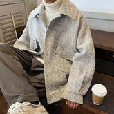 HEARUJOY - Autumn Winter New Fashion Turn-down Collar Long Sleeve Solid Jackets Men's Clothing Button All-match American Style Vintage Tops