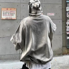 Hearujoy High Street Tie Dye Letter Embroidery Terry Hooded Hoodies for Men and Women Pullover Distressed Baggy Casual Sweatshirts