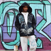 Hearujoy Cactus Jack Fashion Skull Skeleton Hoodie Zip Up Plush Hoodie Cardigan Kanye Oversized Zipper Hoodies Y2k Men Black Clothes