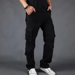 HEARUJOY - Outdoor Work Pants Men Loose Straight Autumn Multi-pocket Trousers Pure Cotton Water Washing Casual Fashion Trendy Pants