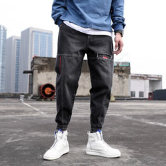HEARUJOY - Spring Summer Black Blue Cargo Jeans Men Streetwear Denim Jogger Pants Men Baggy Harem Jean Trousers Ankle-Length Men Cloth