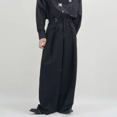 Hearujoy Mens Y2k Basic Casual Pants 2024 New Genderless Fashion Individuality Loose Retro Solid Color Floor-Length Wide-Leg Pants Unisex
