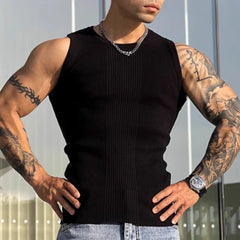 HEARUJOY - Mens Knit Gym Textured Casual Sports Vest Fashion Breathable Fitness Tank Top Summer Sleeveless T-Shirt Men'S Clothing