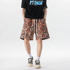 HEARUJOY - Summer Men Shorts Harajuku Casual Print Short Pants Beach Shorts patchwork Print Sports shorts Five Points Shorts