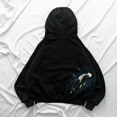 Hearujoy Y2k Hip Hop trend Harajuku Sweatshirt Fashion Loose casual pullover hoodie Men retro Demon Eyes zipper embroidery design hoodie