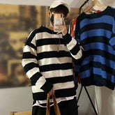 Hearujoy Stripe Knitted Sweater Men Autumn Winter Baggy Long Sleeves Tops Fashion All-Match Trend Streetwear Ins Vintage Y2K Male Clothes