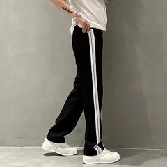 HEARUJOY - Autumn New Style Jeans Men's Trendy Loose Side Strip Webbing Straight Pants for Youth Versatile Washing Wide-leg