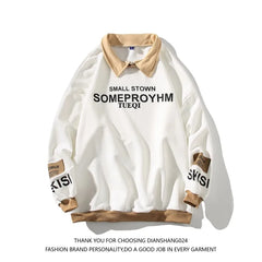 HEARUJOY - Autumn Lapel Hoodie Men Fashion Print Casual Oversized Sweatshirt Men Streetwear Hip Hop Loose Pullover Hoodies Mens Hoody