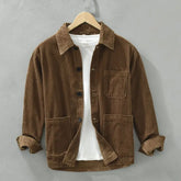 HEARUJOY - Japanese Retro Corduroy Long-sleeved Shirt Men Autumn Jacket American Workwear Casual Cardigan