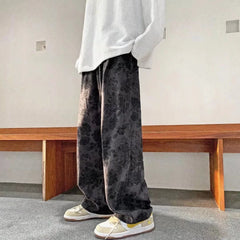 HEARUJOY - Corduroy Pants Men's Autumn and Winter Craft Watermark Straight Loose Casual Pants American Retro Draped Wide-leg Trousers