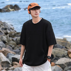 HEARUJOY - Summer Men T-Shirt ADVENTURE Tops Tees Male Fashion Letter Camiseta Short Sleeve Men Clothing Harajuku Streetwear T Shirts