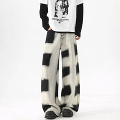 HEARUJOY - Baggy Jeans Men Fashion Retro Wide Leg Jeans Men Streetwear Hip-hop Loose Black Plaid Jeans Mens Vintage Denim Pants S-3XL