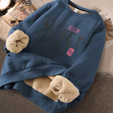 Hearujoy Lamb Fleece Plus Fleece Hoodie Round Neck Top Loose New Warm Couple Outfit Trendy