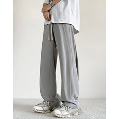 Hearujoy Summer Casual Pants Men Oversized Solid Color Ice Silk Pants Men Streetwear Loose Straight Pants Men Trousers Large Size 5XL