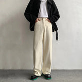 HEARUJOY - Beige Baggy Jeans Men Fashion Casual Oversized Wide Leg Jeans Men Streetwear Korean Loose Straight Denim Pants Mens Trousers