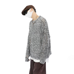 Hearujoy Mens Autumn Winter Mixed Color Sexy Hollow See-Through Long-Sleeved Knitted Sweater Essential Casual Trend Tops For Men