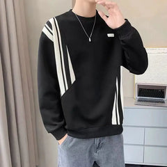 Hearujoy Design Inspired Hoodie for Men New Trendy Brand Loose Round Neck Spliced with Clothes Long Sleeved T-shirt for Men