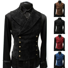 HEARUJOY - Men's Gothic Medieval Double Breasted Waistcoat Cosplay Costume Male's Victorian Vest Vintage Top Long Sleeve New Style