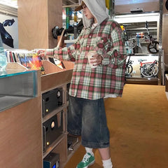 HEARUJOY - American Retro Blue Denim Shorts Men Korean Style High Waist Loose Straight Jeans Summer Chic Streetwear Knee-length Pant New