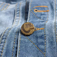 HEARUJOY - Men's Big Size New Slim-fit Denim Vest Vest with Ripped Lapel Single Breasted Denim Vest Coat